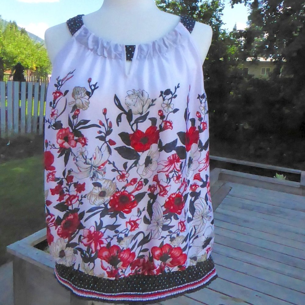 Unique Cleo Petites Cute Silky Blouson Top, Size L Petite